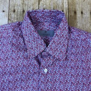 Canali 1934 Dress Shirt Medium Button Down Up Geometric Pattern